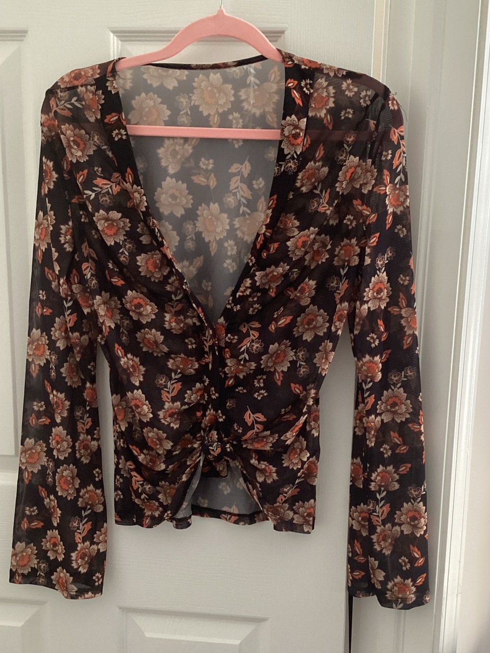 gorgeous floral sher mesh like blouse top